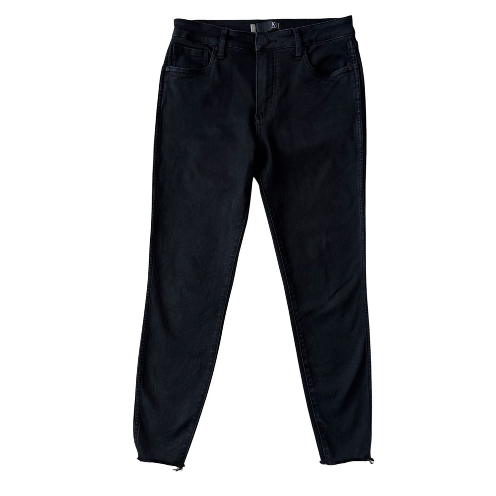 Kut from the Kloth Black Skinny Jeans High Rise Raw Hem sz 6 Ankle edgy‎ biker